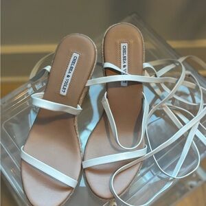 Chelsea & Violet White Strappy Wedge Sandal